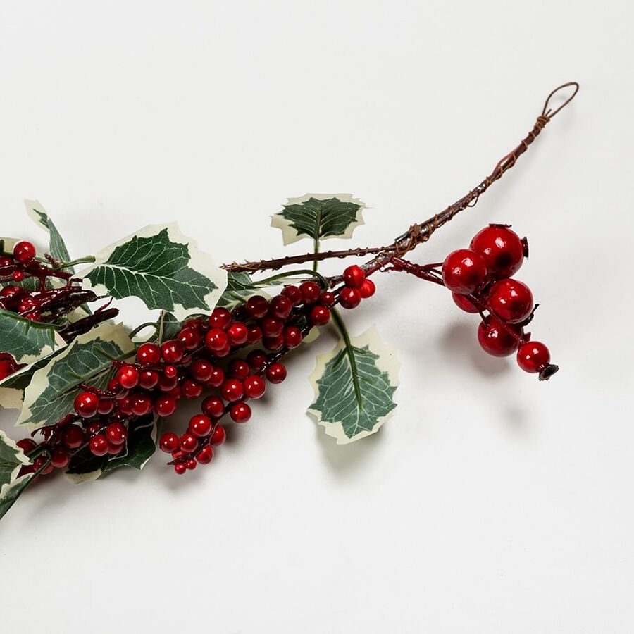 Guirnalda de acebo y frutos rojos 140cm