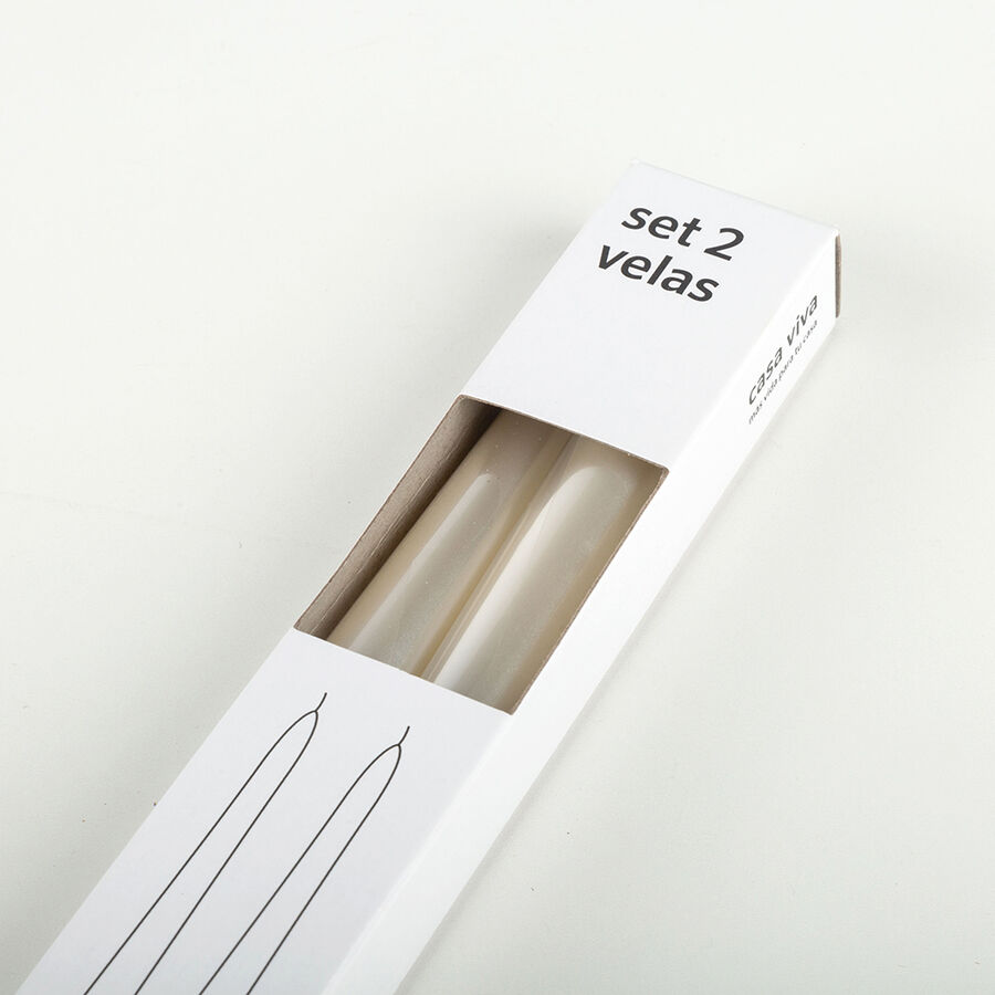 Set de 2 velas para candelabro crema 25cm