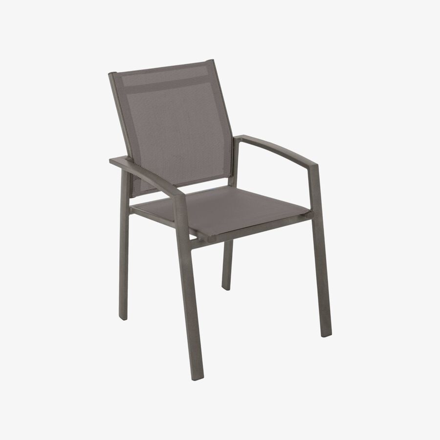 Silla de jard&iacute;n apilable de aluminio y textilene marr&oacute;n Butan 57x57cm