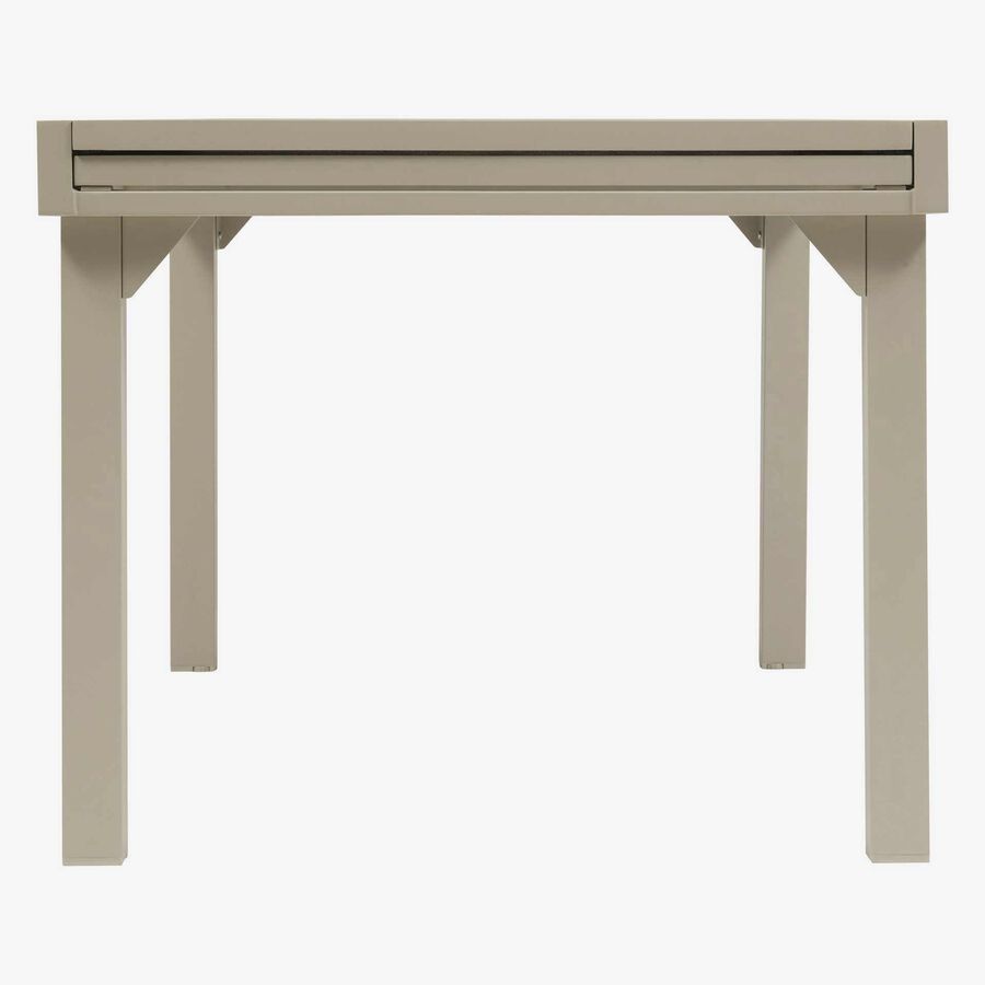 Mesa de comedor de jard&iacute;n extensible de aluminio crema y cristal impreso Piazor 135x90x76cm