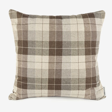 Funda de coj&iacute;n de algod&oacute;n reciclado Tart&aacute;n negro Arau 45x45cm