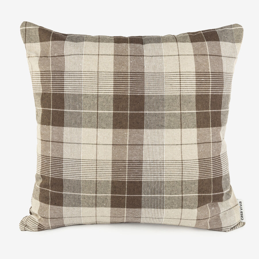 Funda de coj&iacute;n de algod&oacute;n reciclado Tart&aacute;n negro Arau 45x45cm