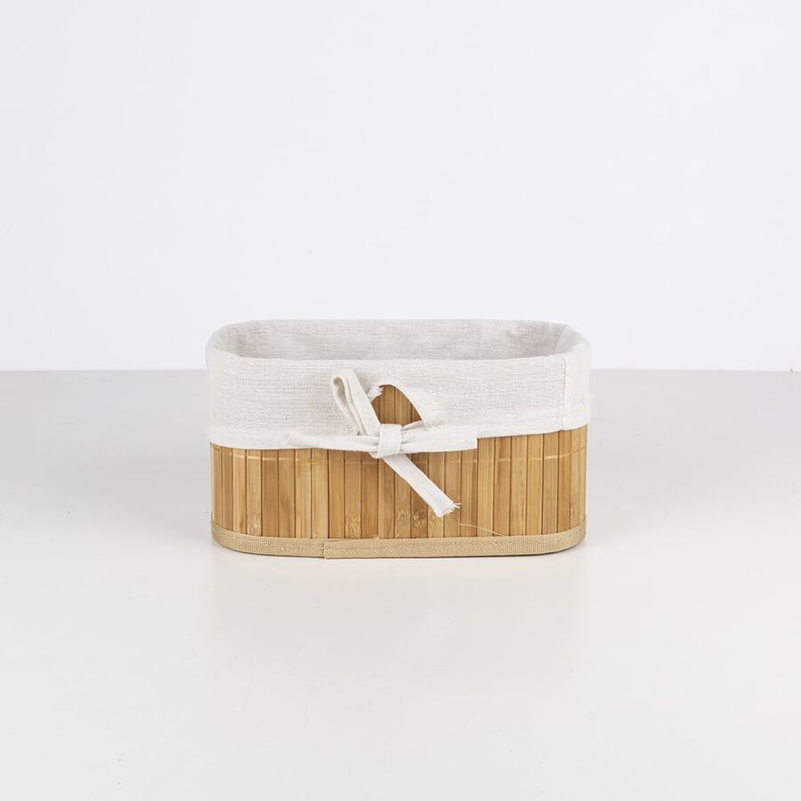 Cesto bambú y lino 24x14x12cm