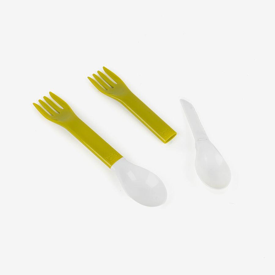 Set de 2 cubiertos 3 en 1 de plástico 19cm