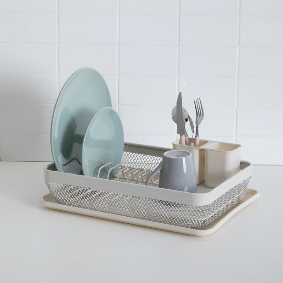 Escurridor de platos 1 nivel de metal beige 43,5x32,5x14cm