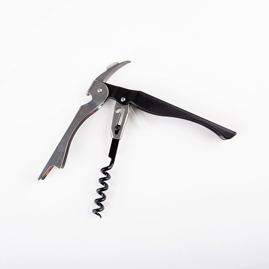 Sacacorchos doble apoyo negro