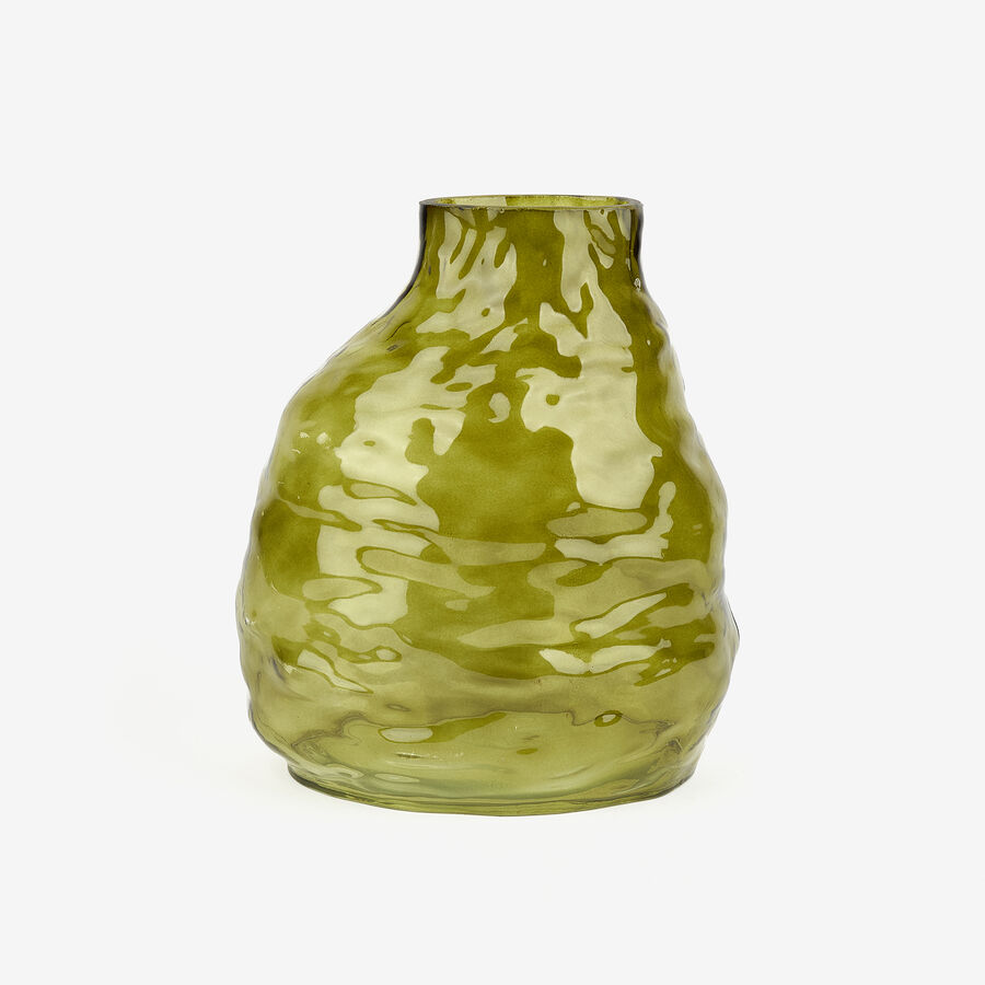 Jarrón de cristal verde Biras 21x15x25cm