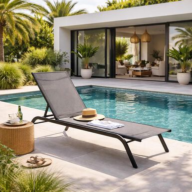 Tumbona de jard&iacute;n de textileno gris Oasis