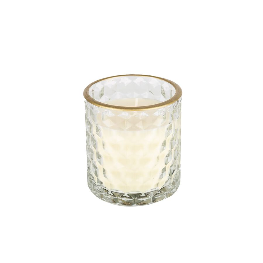 Vela perfumada con vaso de cristal dorado