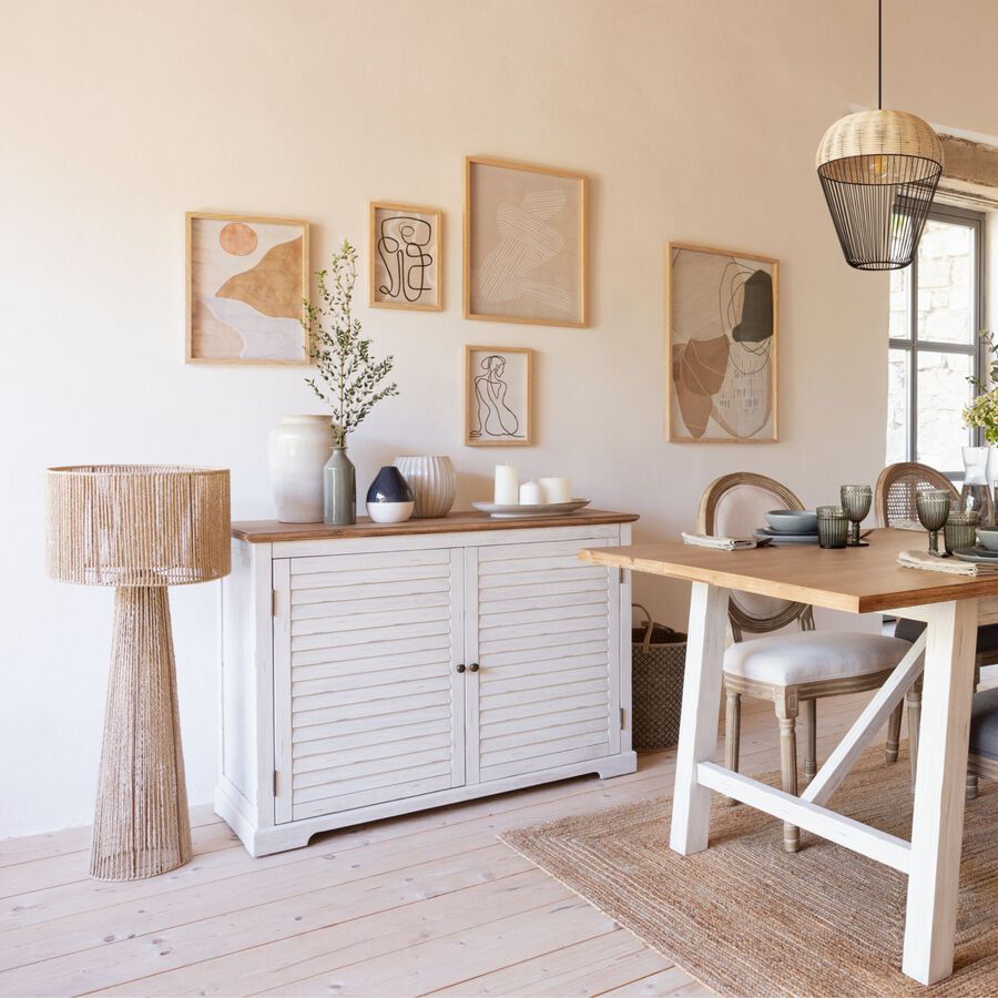 L&aacute;mpara de pie de cuerda y metal Taya &Oslash;38x97cm