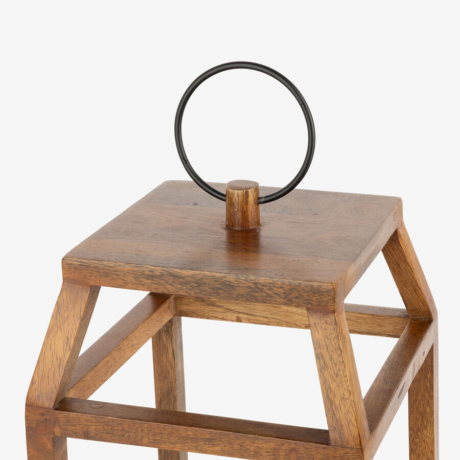 Farol de madera natural 19x19x35cm