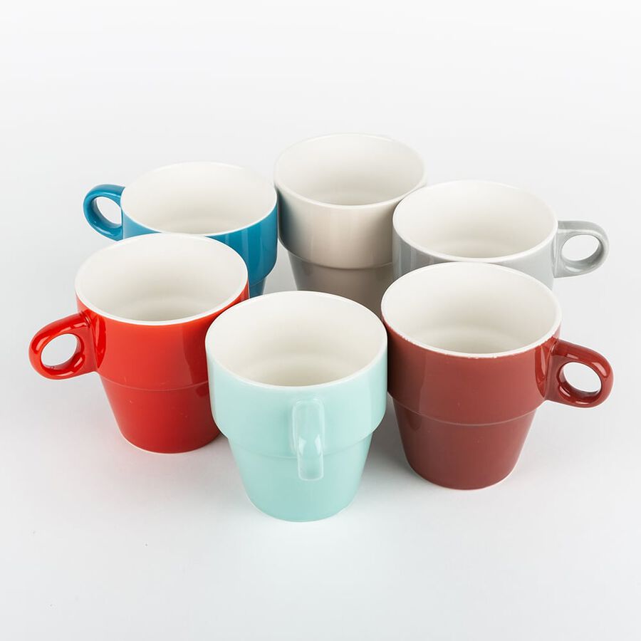 Set de 6 tazas 30cl colores con Soporte