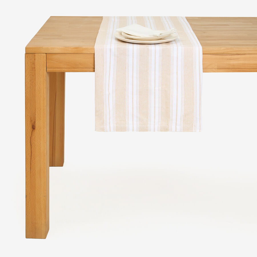 Camino de mesa de algod&oacute;n beige Be&ntilde;at 40x140cm