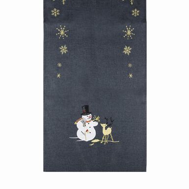 Camino de mesa gris Mu&ntilde;eco nieve 40x140cm