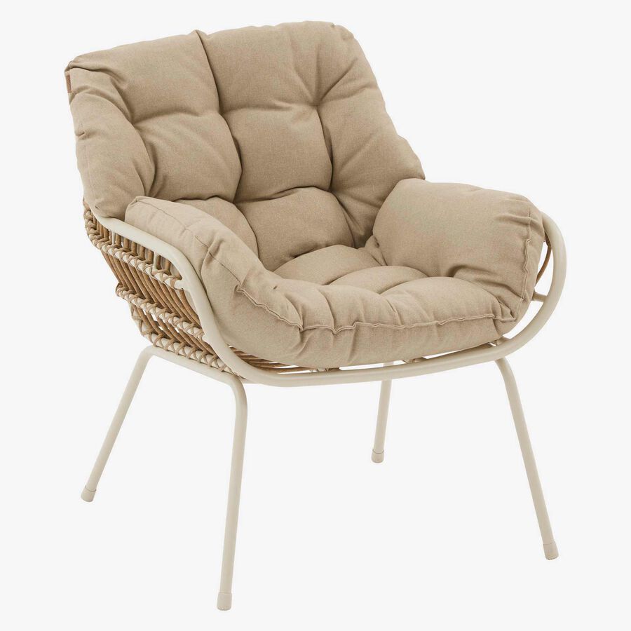 Conjunto de jard&iacute;n para 2 personas de acero crema Paolux