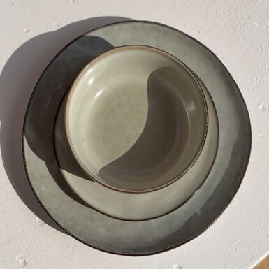 Vajilla de 12 piezas de cerámica gris Veiga