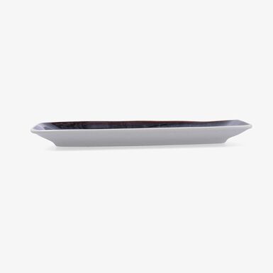 Bandeja rectangular marr&oacute;n de porcelana Nero 30x14,5x2,6cm