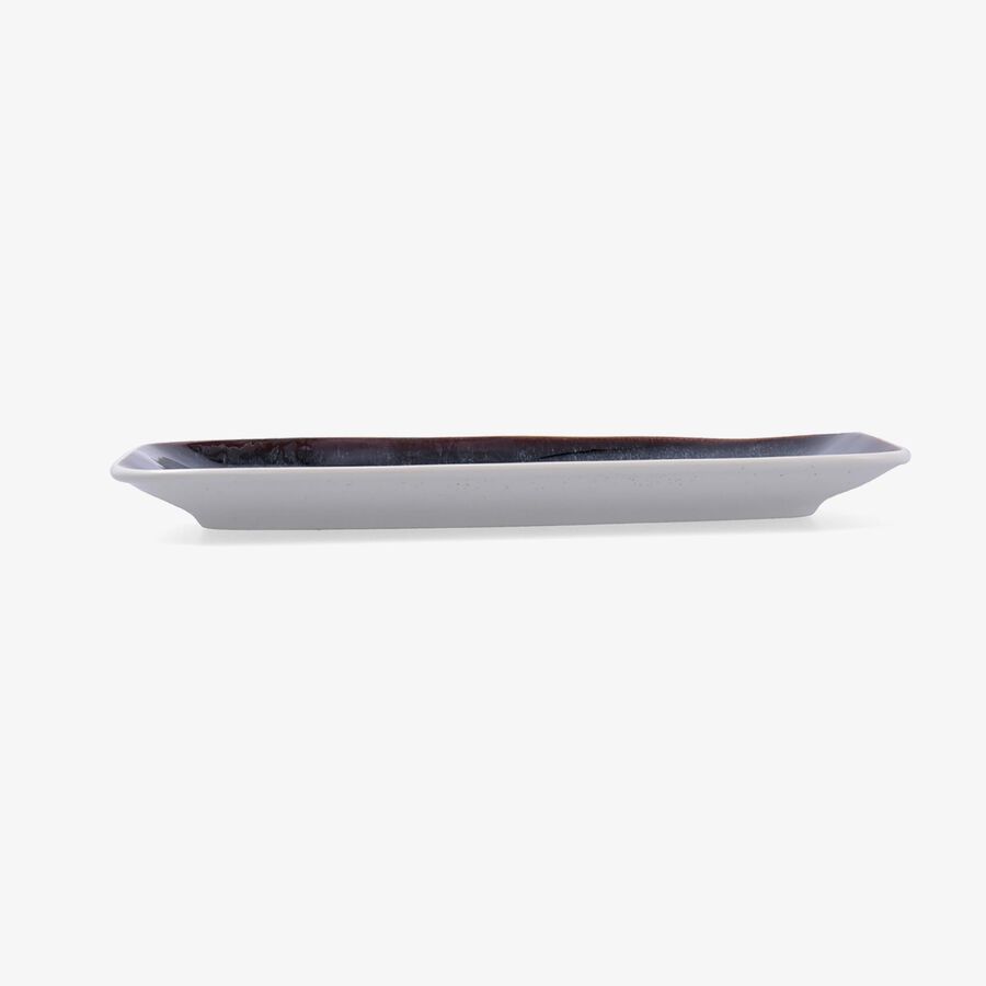 Bandeja rectangular marr&oacute;n de porcelana Nero 30x14,5x2,6cm