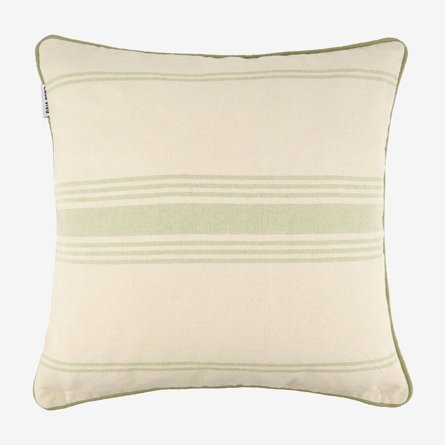 Funda de coj&iacute;n beige con rayas verdes Niza 45x45cm