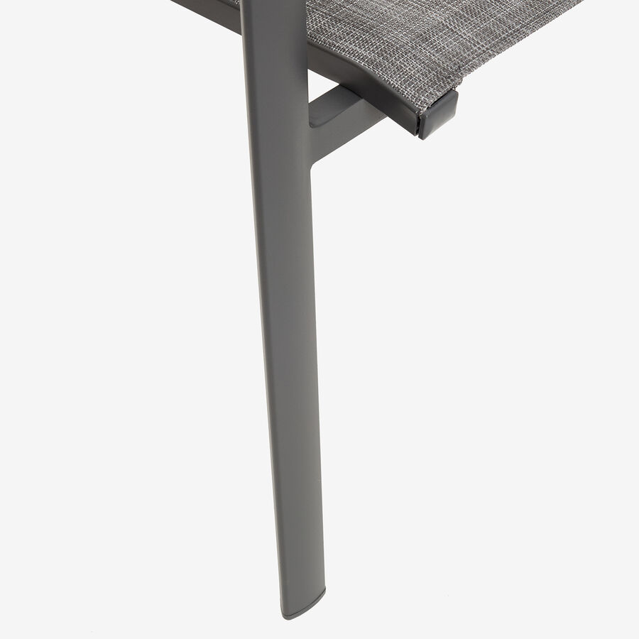 Silla de jardín apilable de aluminio y textilene gris 58x65x91,5cm