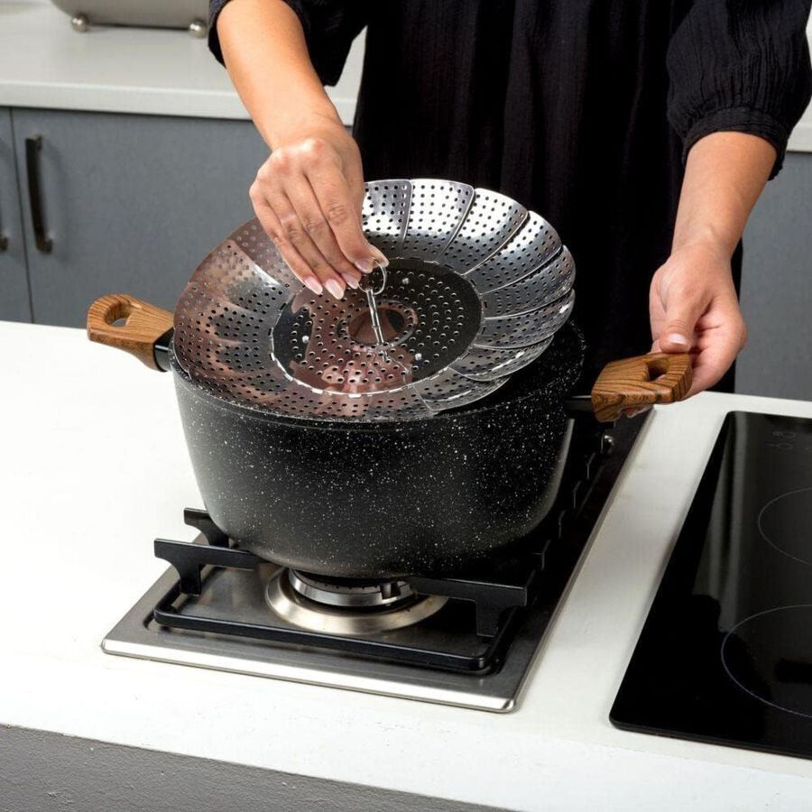 Vaporera de acero inoxidable plegable &Oslash;28cm