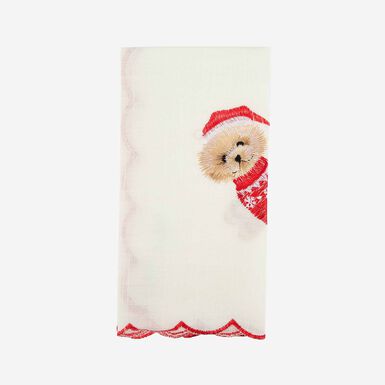 Servilleta blanca bordada Perro 45x45cm