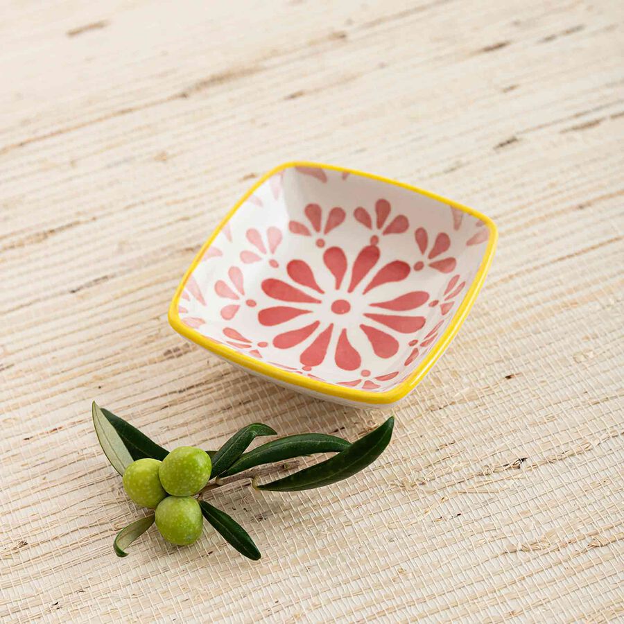 Plato cuadrado de cer&aacute;mica para aperitivos Suede 9,6x9,6cm