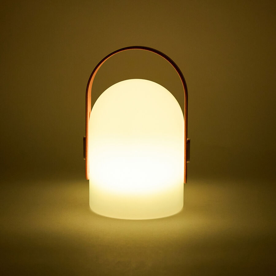 Lámpara de mesa para exterior LED con asa y USB Ø13x25cm