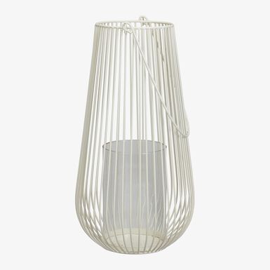 Farol de hierro blanco brillante Luma 24x24x46,5cm