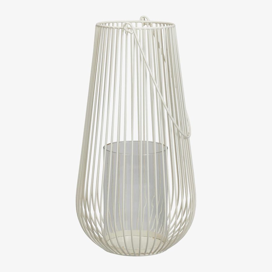 Farol de hierro blanco brillante Luma 24x24x46,5cm