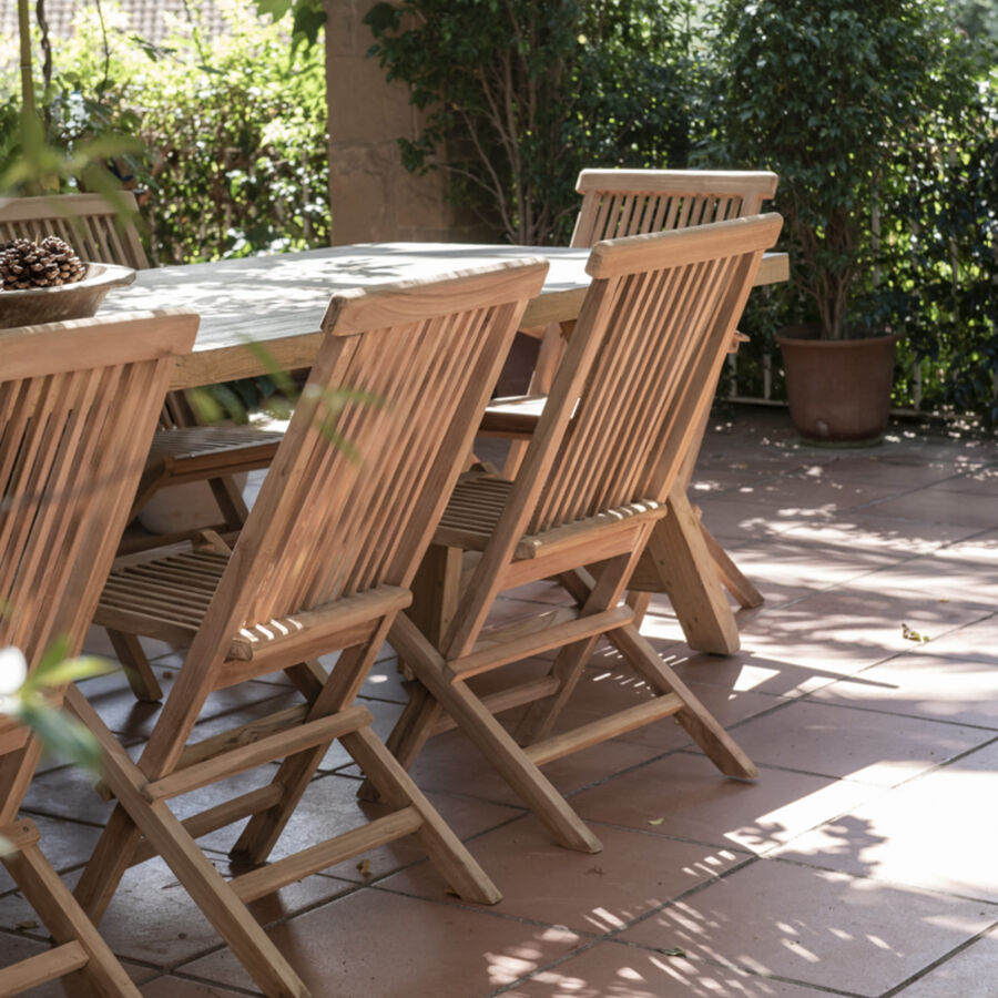Silla de jardín plegable de madera de teca Azores 47x43cm