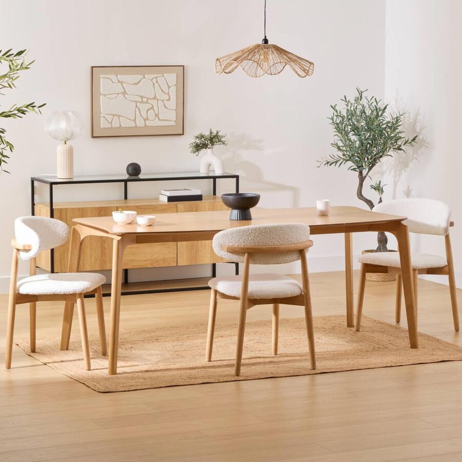 Mesa de comedor de madera Roven 180x90cm 