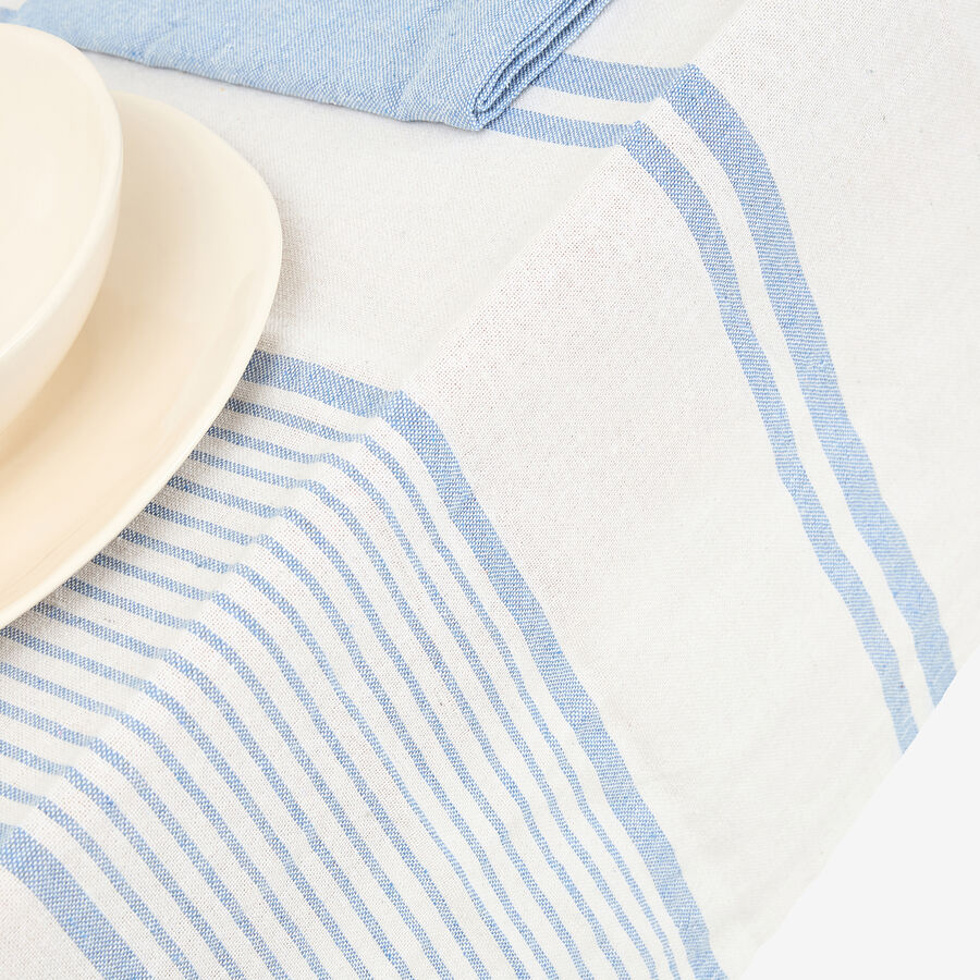 Mantel de algod&oacute;n rayas azules Sorrento 150x200cm