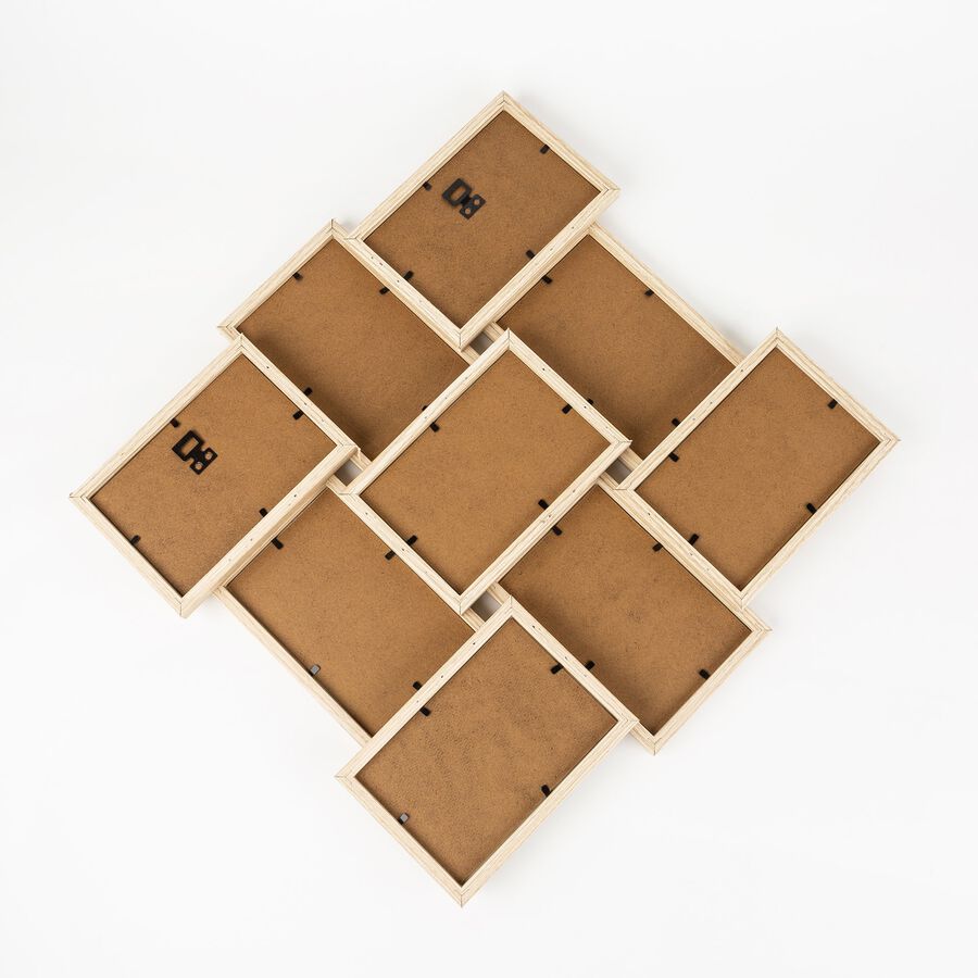 Marco para 9 fotos de madera MDF 45x45cm