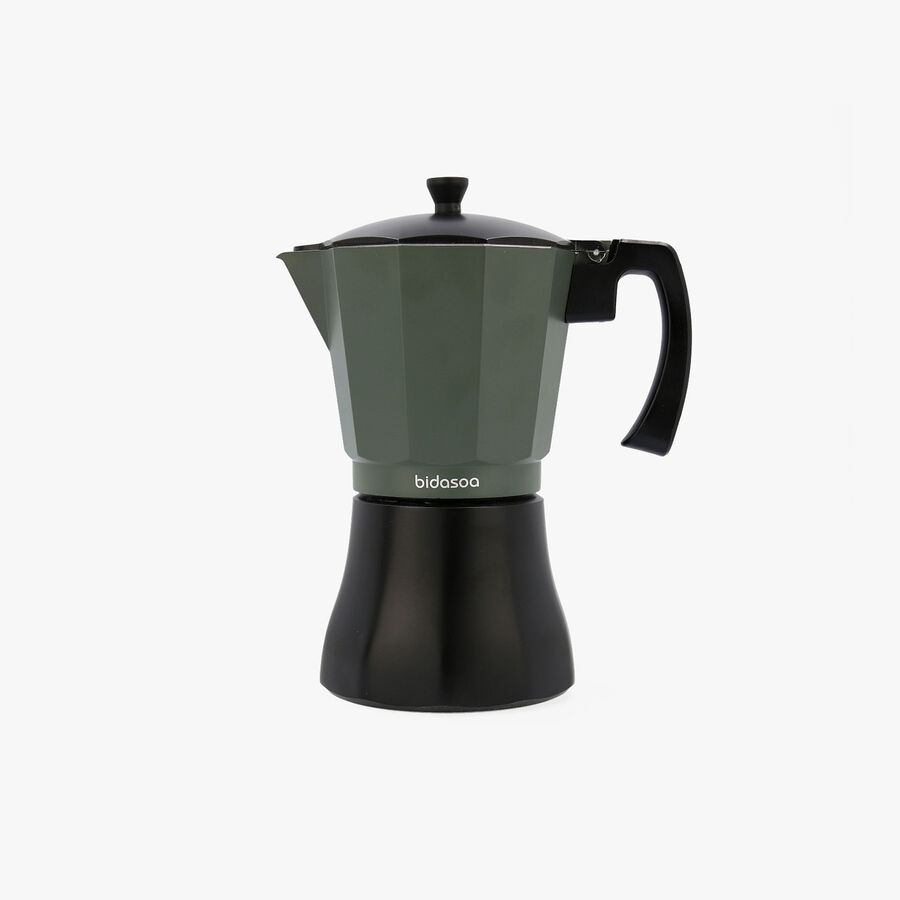Cafetera italiana de aluminio verde 12 tazas