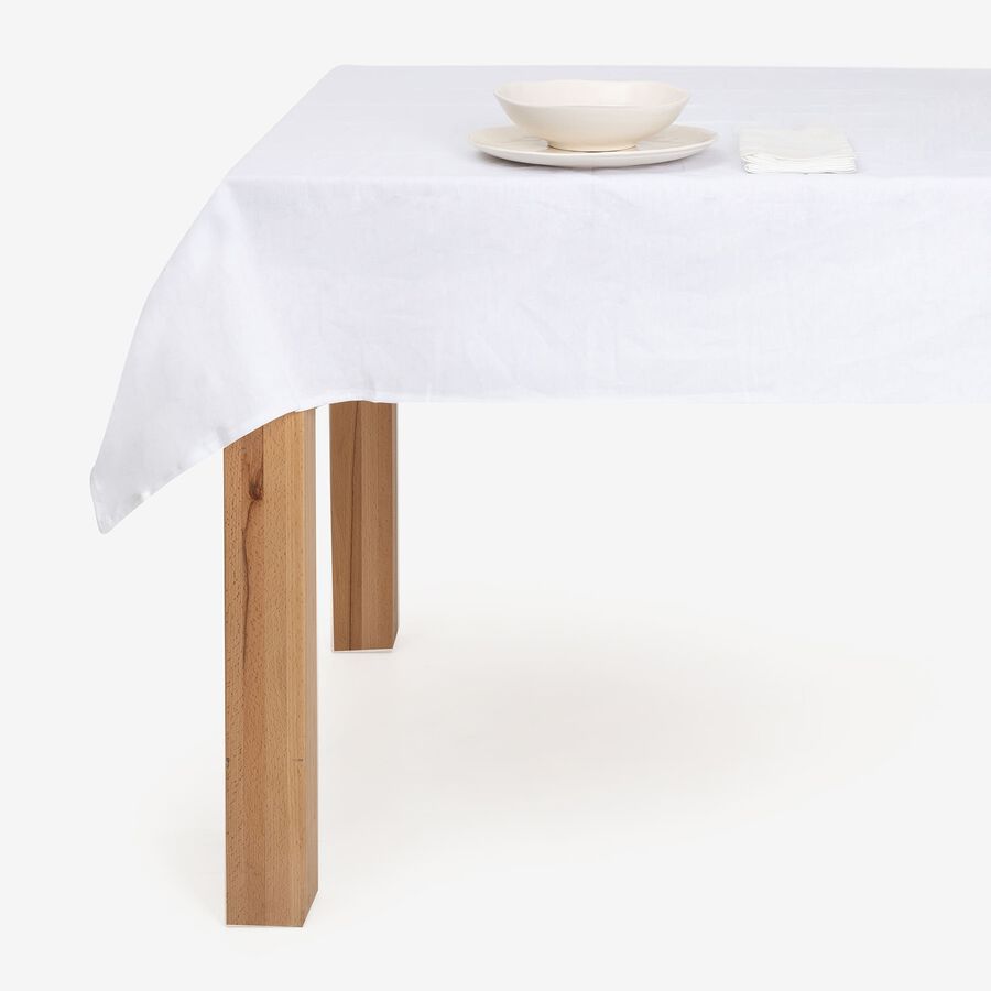 Mantel de algod&oacute;n y lino blanco 145x150cm