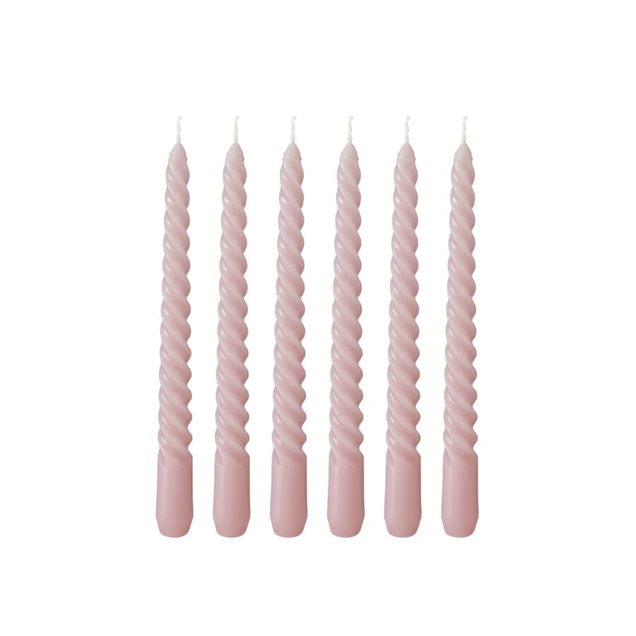Set de 6 velas decorativas para candelabro rosa 20cm