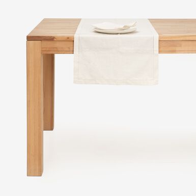 Camino de mesa de algodón beige Vainica 45x140cm