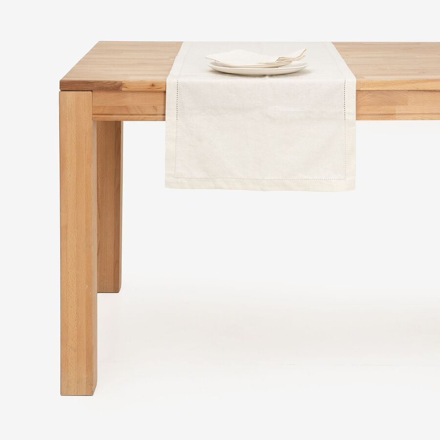 Camino de mesa de algodón beige Vainica 45x140cm