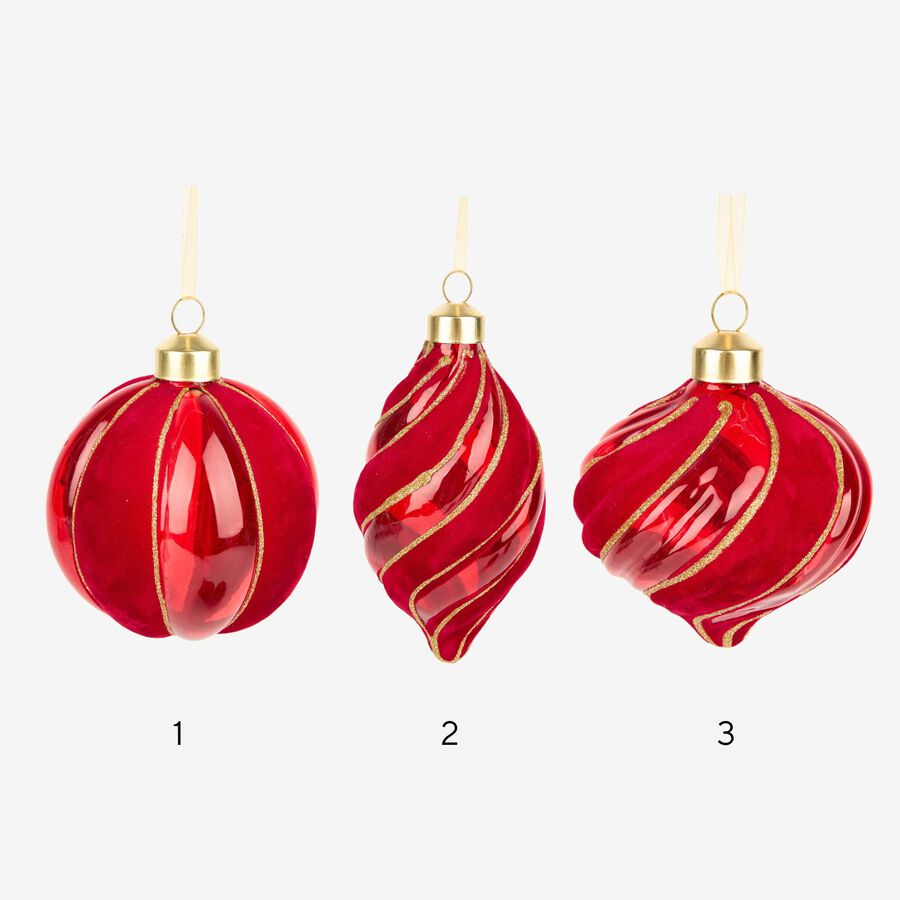 Bola decorativa de cristal y velvet rojo en varios modelos