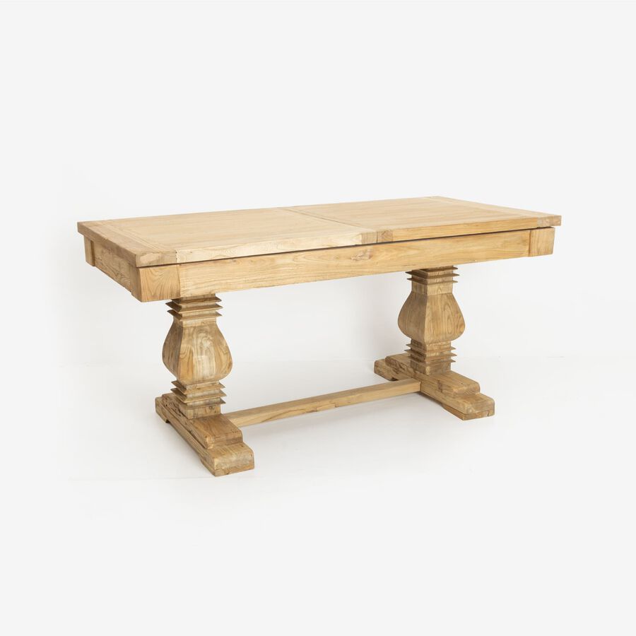 Mesa de comedor extensible de madera de olmo reciclada Toulouse 160/220x80x76cm