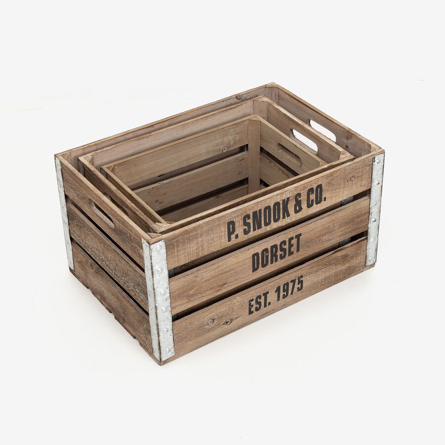 Caja listones madera Kim 37x25x23cm