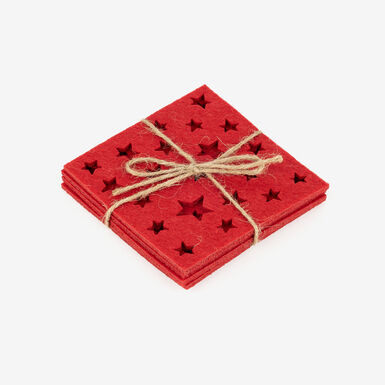 Set de 4 posavasos fieltro Estrellas 10x10cm