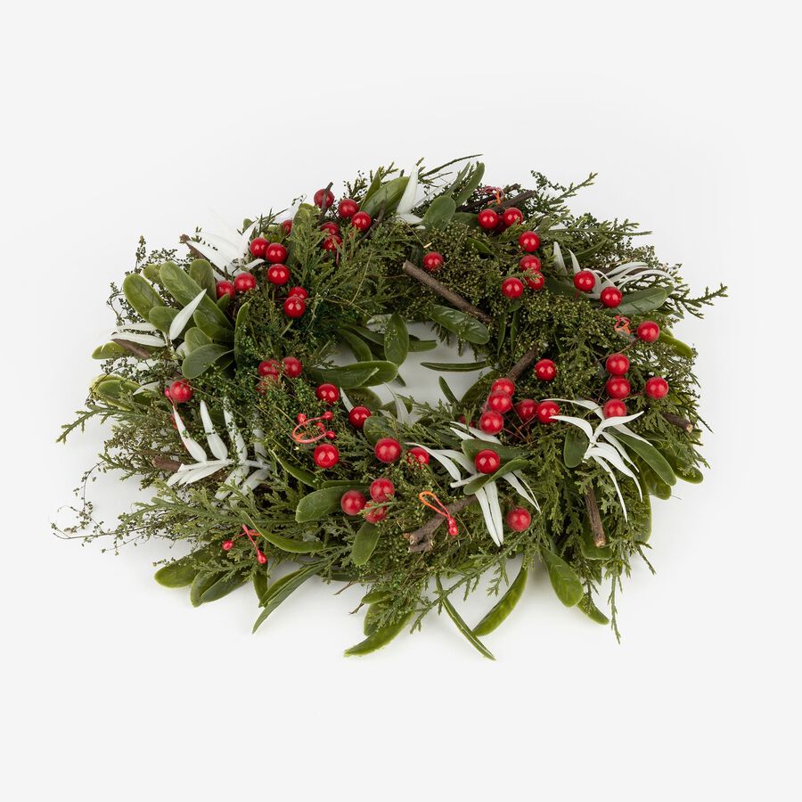 Corona hiedra y bayas rojas &Oslash;33cm