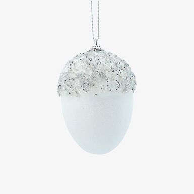 Bola de Navidad bellota plateada 11cm