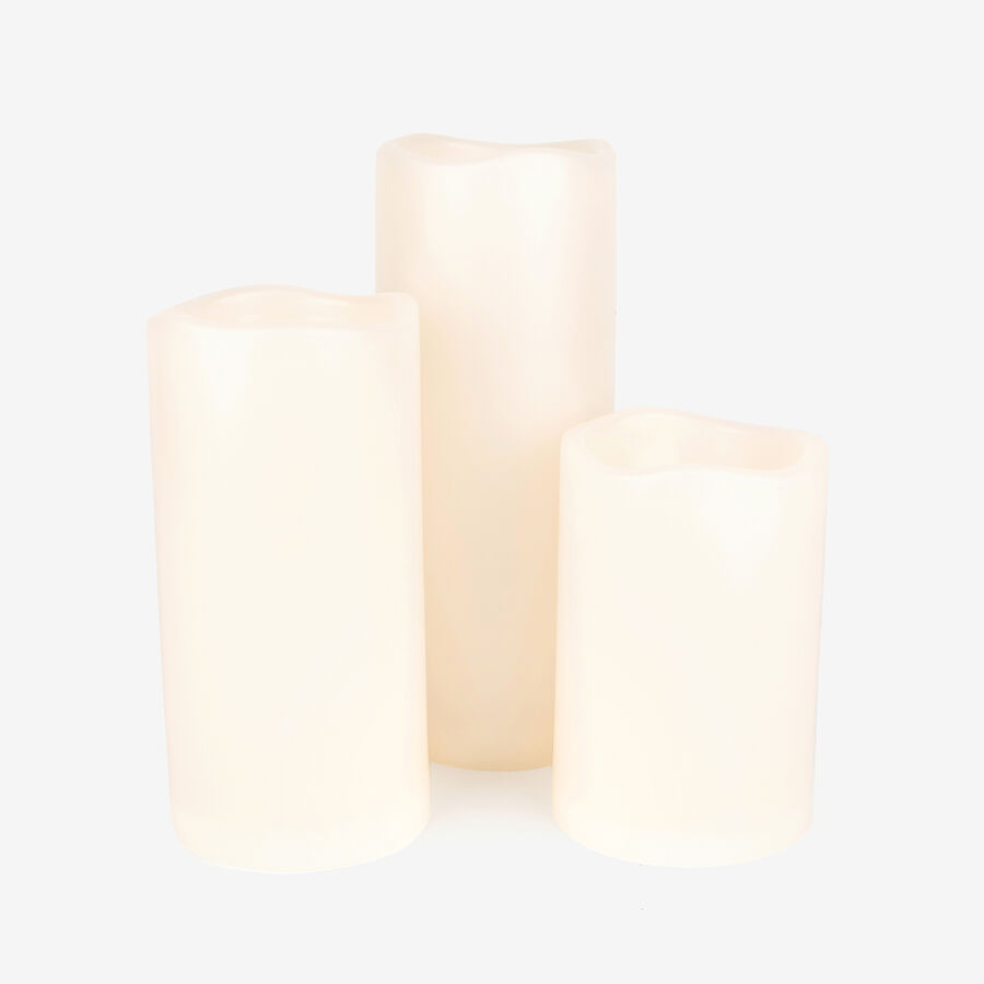 Set de 3 velas LED marfil con mando 15-20-25 cm