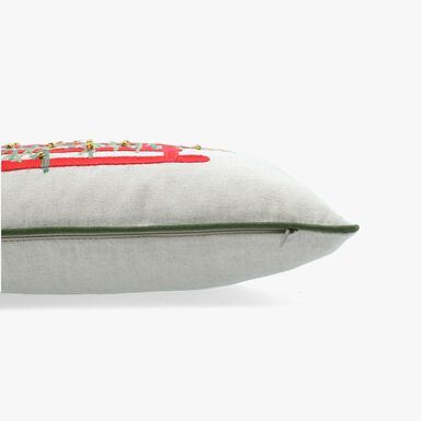 Funda de coj&iacute;n trineo con &aacute;rbol 30x45cm