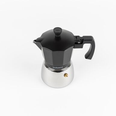 Cafetera de 3 tazas de aluminio apta para inducción