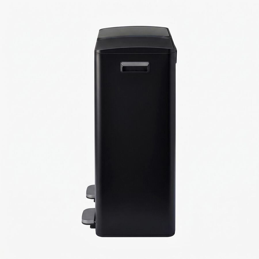 Cubo de basura con pedal doble negro mate de acero 2x30L