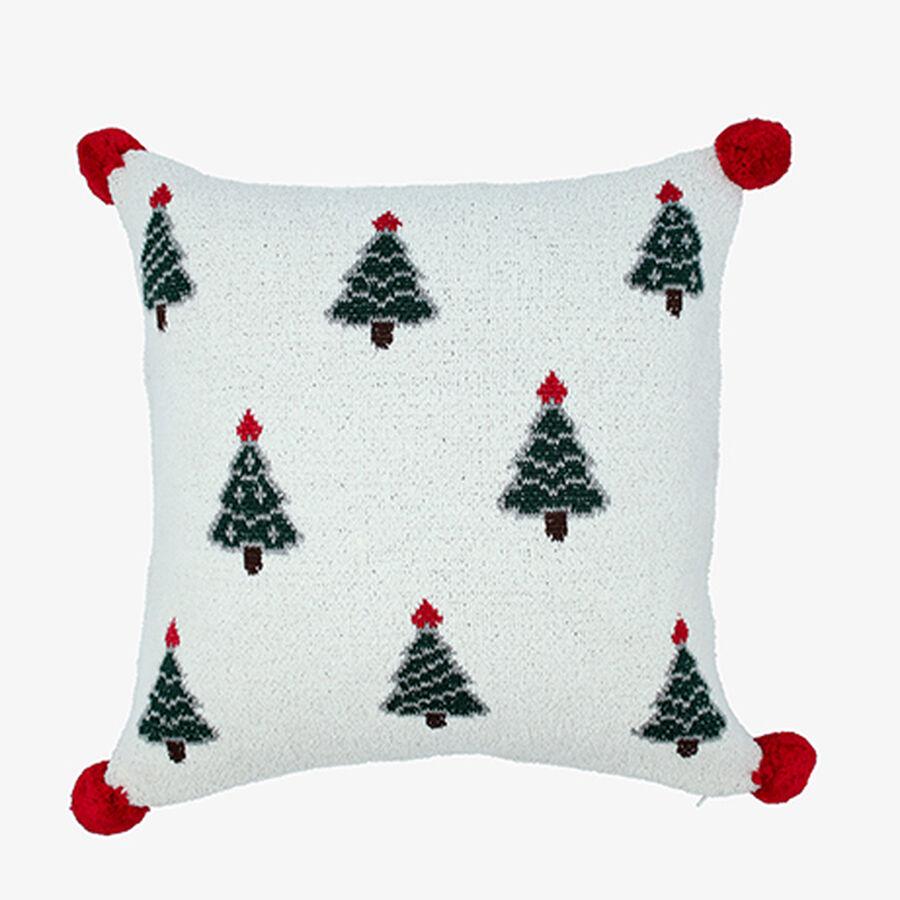 Funda de coj&iacute;n con &aacute;rboles y pompones Tree 45x45cm